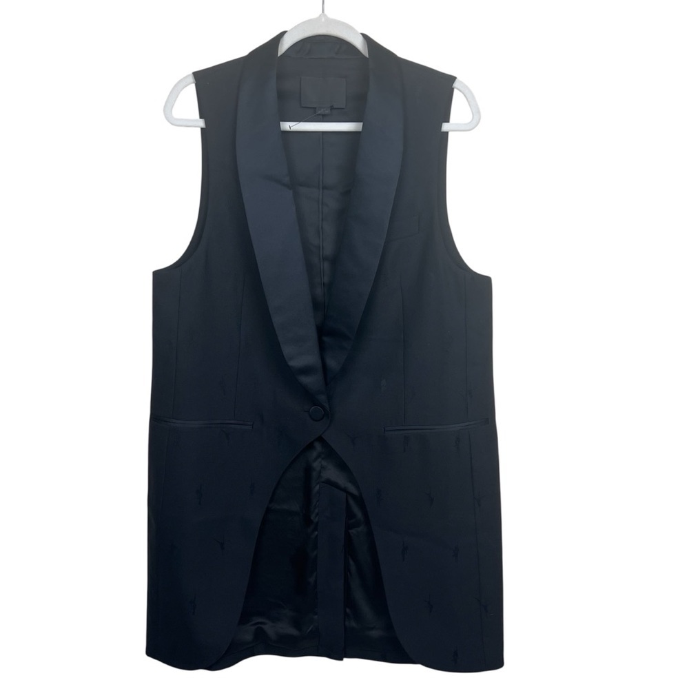 Alexander Wang Exotic Dancer Wool Jacquard Tuxedo Vest Black Longline 8